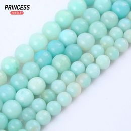 Loose Gemstones A Natural Blue Amazonite Stone Beads For Jewellery Making Charm Bracelet Necklace DIY Accessories 15"Inches 4 6 8 10mm