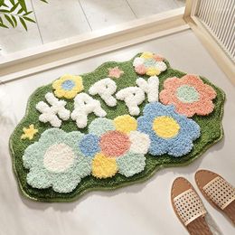 Carpets 1pc Modern Rural Style Bathroom Floor Mat Small And Fresh Household Absorbent Carpet High Low Wool Plush Foot