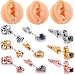 Stud Earrings 1pcs Steel Zircon Ear Studs Cartilage Lobe Conch Piercing For Woman Gift Body Jewellery 20g