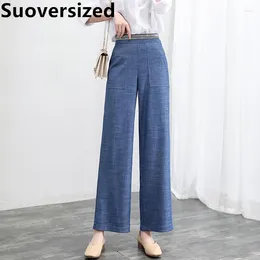 Women's Jeans Women's Summer Ankle-length Thin Ice Silk Wide Leg Pants High Waist Casual Straight Trousers Loose Fashion Cropped