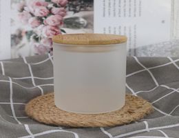 6oz Empty Sublimation Clear Frosted Glass Candle Jars with Bamboo Lids for Making Candles by ocean Z115635734