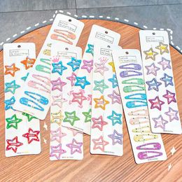 Hair Accessories 10 pieces/set of cute cartoon Coloured star shaped hair clips suitable for girls children cute hair decorations and childrens hair accessories WX