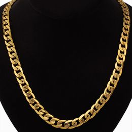 Hip Hop Jewellery Long Chunky Cuban Link Chain Golden Necklaces With Thick Gold Colour Stainless Steel Neck Chains For Men Jewellery 2085