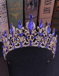 KMVEXO Red Black Crystal Tiara Bridal Crown for Wedding Bride Gold Rhinestone Crowns Headband Jewelry Hair Accessories Y2007274451928
