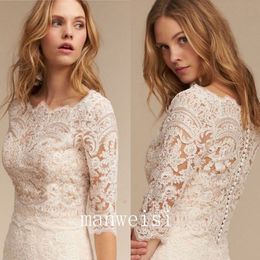 White Ivory Bolero Wedding Bridal Jacket 3 4 Long Sleeve Lace Applique Elegant Wraps Wedding Dress Custom Made 242S
