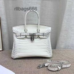 Luxury A Berkinns Guangzhou new portable bag womens bag cross car bag diamond inlaid alligator Luxury bag silver buckle Drill threa Y6ZL