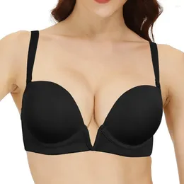Bras Vgplay Deep V Plunge Women Bra Thick Padded Push Up For Add Two Cup Small Breast Convertible Transparent Straps