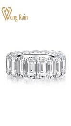 Wong Rain 925 Sterling Silver Emerald Cut Created Moissanite Gemstone Diamonds Wedding Engagement Ring Fine Jewellery Whole Y1123288905