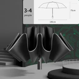 Control Smart Home Control 140cm Super Big Automatic Umbrella Rain Umbrellas For 4 Peoples 12 Ribs Windproof Reverse Reflective Stripe Par