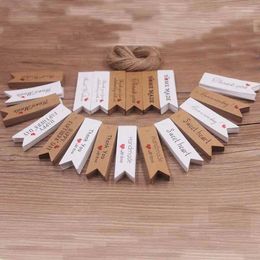 Jewelry Pouches 100pcs Kraft Brown /white Gift Tags With 20m Rope Thank You Paper For Wedding Baby Shower Christmas Label Party Decoration