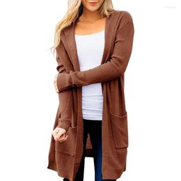 Women's Knits Lady Coat Thin Tricot Cardigans Sweater Cardigan Women Long Sleeve Female Elegant Pocket Knitted Outerwear