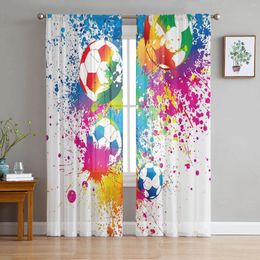 Curtain Colourful Football Paint Art Soccer Sheer Curtains For Living Room Decoration Window Kitchen Tulle Voile