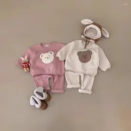 Clothing Sets Autumn Winter Baby Long Sleeve Clothes Set Boy Girl Cartoon Fleece Swearshirt Pants 2pcs Suit Infant Toddler Warm Outfits