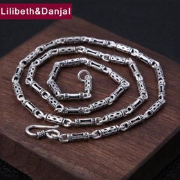 4mm Thick Necklace Long 100% 925 Sterling Silver Men Women Openwork bamboo chain Best Friend Necklace Pendant Jewellery 2020 N010 239G