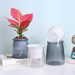 Vases Double-layer Self Watering Plant Pot Transparent Plastic Flower Vase Automatic Lazy Potted Hydroponic Flowerpot Decor