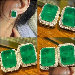 Stud Earrings Rectangar Faux Columbia Emerald Drop Delivery Jewelry Dhijg