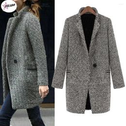 Women's Jackets PULABO Outerwear & Coats Women Slim Winter Warm Wool Lapel Long Trench Parka Overcoat And