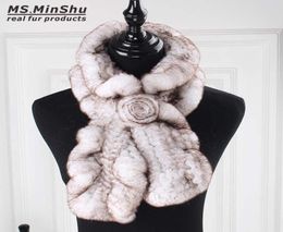 Rex Rabbit Fur Scarf Real Fur Scarf for woman Fashion Winter Neck Warmer Female 100 Nature Rabbit Fur Scarves Wrap for winter Ms3961568