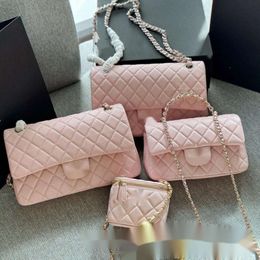 Classic 23k Weave Vintage Hand Bag Shoulder Bag New Chanells C Pink Girl Heart Bag Simple Elegant Single Shoulder Bag Casual Large Capacity Crossbody Bag