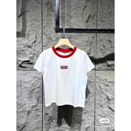 T-shirts Mm Family 24ss Logo Short Sleeved T-shirt Red and White Treasure Fashion Versatile Letter Embroidered for Women