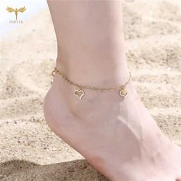Anklets Retro gold heart-shaped bracelet with Bohemian letter bracelet for women infinite barefoot sandals bracelet with Jewellery bracelet d240517