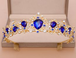 New Bridal Crown Green Blue Red Crystal Tiara for Wedding Hair Accessories Bride Headpiece Women Hair Jewelry2971984