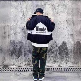 RHUDE High End Designer Jackets för high street Trendy kontrast Färg Trendig vår och höst Thin Woven Windbreaker Jackor med 1: 1 Original etiketter