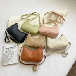 Shoulder Bags Retro Soft PU Leather Women Underarm Casual Solid Color Small Top-Handle Handbags Ladies Fashion