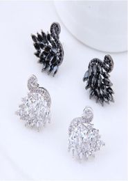 S1342 Hot Fashion Jewellery S925 Silver Post Zircon n Earrings White Black n Stud Earrings1914467