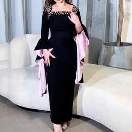 Party Dresses Ankle-Length Evening Dress Classic Jersey Square Collar With Diamond Decoration And Flare Long Sleeves Women Banquet Gowns