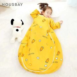 Sleeping Bags Sleeping Bag For Children 2.5Tog Baby Sleeping Bag Winter Thick Detachable Sleeves Anti-Kick Blanket Infant Quilt Sleepwear Y240517