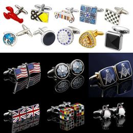 Cuff Links Mens Luxury Shirt Cufflinks Gift Brand Cufflinks Enamel Christmas/Flag/Animal Cufflinks High Quality Abotoaduras Jewellery