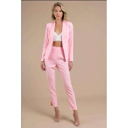 Pink One Button Blazer with Pants Set Long Sleeve Suit Women Jacket Suits Ladies Customise Made