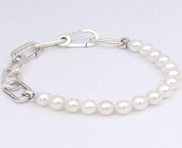 ME Freshwater Cultured Pearl bracelet chain jewelry 925 sterling Silver Bracelets Women Charm Beads sets for p with logo ale Bangle birthday Gift 599694C019113289