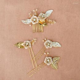 Hair Clips Delicate Small Comb Women Pins Bridal Piece Hand Painted Floral Girls Accessories Wedding Jewelry