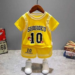 Clothing Sets Cute Baby boys tracksuit Clothing Sets lovable Childrens girls Short-Sleeved Ball Clothes Suits Summer Y240515