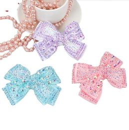 Hair Bows With Black Clips Kids Girls Crystal Jelly Bows Hair Clips Hairgrips Hair Accessories fully-jewelled bow hairslide