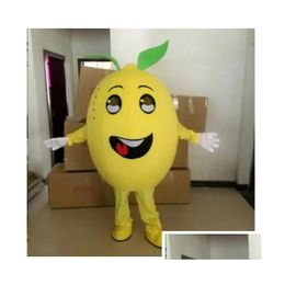 Mascot Halloween Yellow Lemon Costume Cartoon Fruit Theme Character Christmas Carnival Party Fancy Costumes Adts Size Outdoor Drop D Dhb49