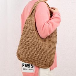 Shoulder Bags Women Straw Wicker Bag Handmade Woven Boho Summer Beach Fashion Tote For Ladies Large Capacity Vacation Handbag