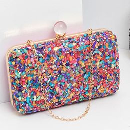Evening Bags Purple Clutch Purse Colorful 2024 For Women Luxury Designer PU Handbags Crossbody Shoulder Bag Wedding Wallets