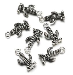 100PCS 24x13mm Antique Silver Color Alloy Small Accessories Coral Pendant Plant Cactus Charms for Necklace DIY Making Jewelry Find2088349