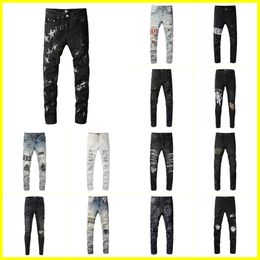 amirii jeans Mens Designer Jeans Distressed Ripped Biker Slim Fit Motorcycle Denim For Men Top Quality Fashion jean Mans hip hop Pants pour hommes 02