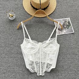 Summer Camisole Sweet Lace Bra Female Camis Diamond Fishbone Spicy Girl Tank Sleeveless Chic Crop Top Women Clothes Drop 240517