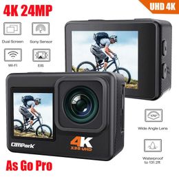 Sports Action Video Cameras 4K sports action camera dual screen 24MP 30FPS WiFi 40M waterproof underwater remote control EIS shock-absorbing 170 As Go Pro J240514