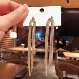 Dangle Earrings Vintage Gold Colour Bar Long Thread Tassel Drop For Women Korean Geometric Glossy Earring Fashion Wedding Jewellery