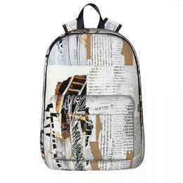 Backpack Textual Abstract Paper Collage Student Book Bag Shoulder Laptop Rucksack Casual Travel Children School