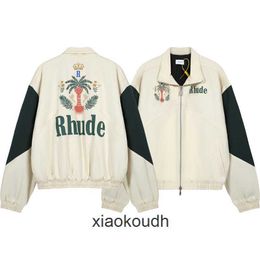 Rhude High end designer jackets for High Street Coconut Tree Capsule Mens Zipper Jacket Casual Coat With 1:1 original labels