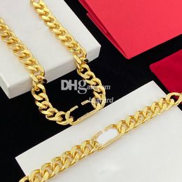 Golden Chains Necklaces Jewelry Sets Stylish Letter Rhinestone Bracelets Pendants Necklaces With Box
