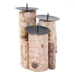 Candle Holders 1Pc Wooden Candlestick Wood Candleholder Exquisite Decor (Beige)