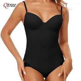 Women's Shapers Qtree Shapewear Waist Trainer For Women Tummy Control Dress Backless Bodysuit Body Shaper With Built-in Bra Slimming